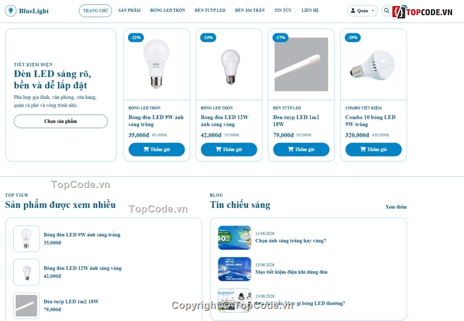 bán website,thiết bị,web bán bóng đèn